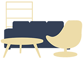 a silhouette of a piano and a chair with the wordsfully furnished