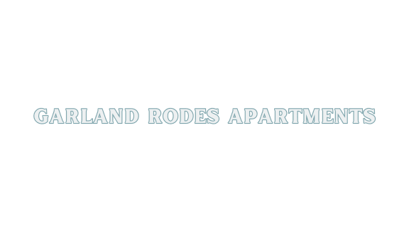 the words garland rods apartments in white text on a black background
