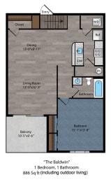 1 bed 1 bath floor plan B at The Flats on Houk, Delaware, OH