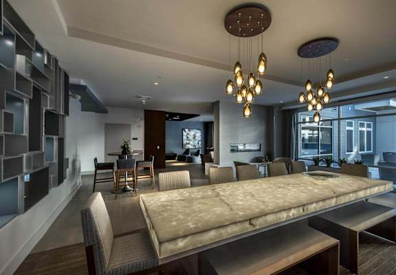Resident lounge at RE150 apartments for rent in Medford, MA