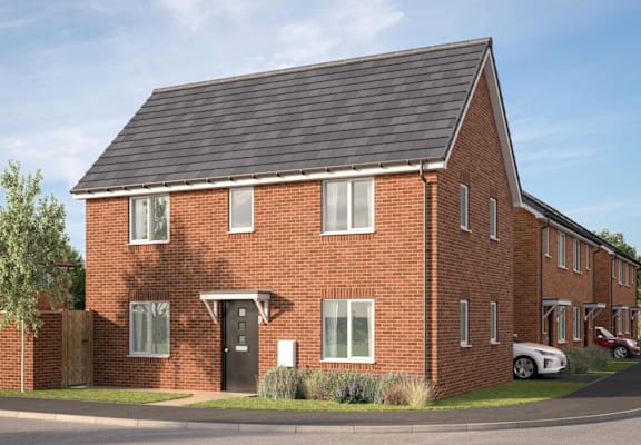 a rendering of a red brick retirement home