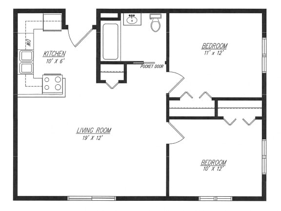  Floor Plan Two Bedroom 690 Sq. feet