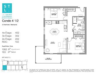 Floor Plan  2 bedroom 1 bathroom apartment floor plan at Le Saint-Laurent Apartments in Brossard, QC