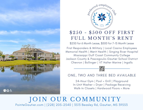 A promotional image for a preferred employer club offering a discount on rent for the first full month.