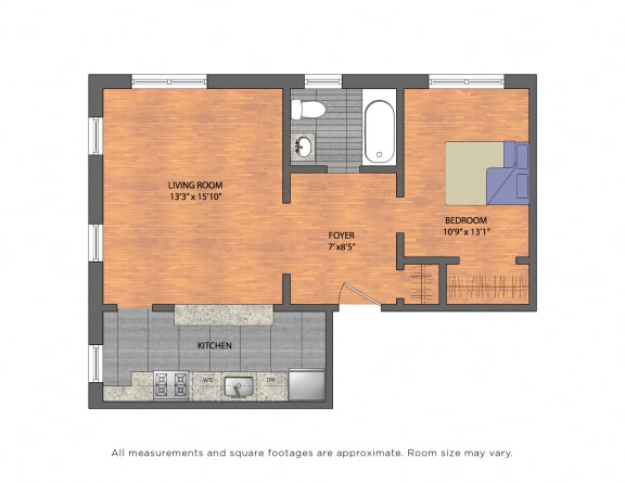 The Metropolitan Tier 12: 1 Bedroom Floor Plan