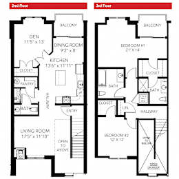 A New Kent townhome with three bedrooms, two bathrooms, and a balcony in West Chester, PA, offering spacious living areas and contemporary design