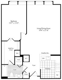  Floor Plan 1 Bedroom 1 Bathroom 1E