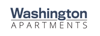 A black and white image of a logo for Washington Apartments.