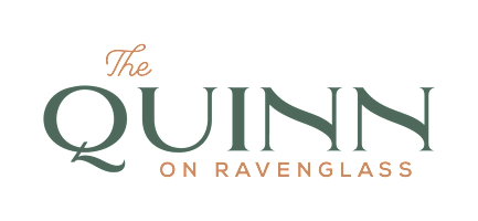 The Quinn on Ravenglass logo on a black background.