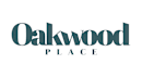 A logo with the words Oakwood Place in a dark background.
