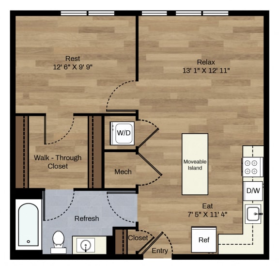 Floor Plan  C-10 1 Bedroom 1 Bath Floorplan at Centro Arlington, Arlington, VA, 22204