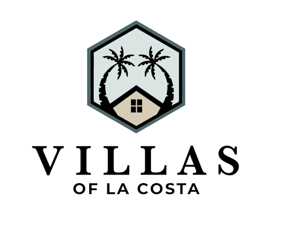 A logo with the text "VILLAS OF LA COSTA" and a house with palm trees in the center.
