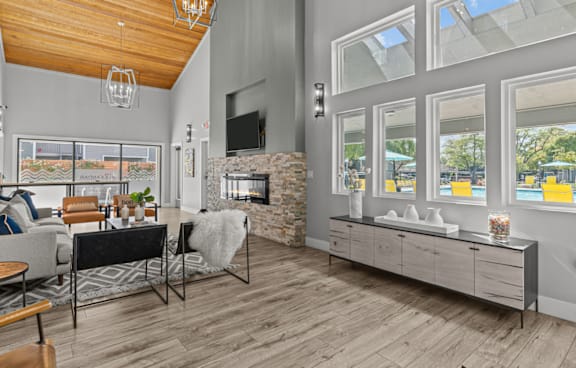 The Alexandar Apartments in Santa Rosa, California Clubhouse Lounge with Fireplace