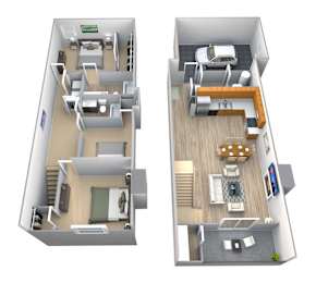 3 Bedroom Townhome with 1 Car Garage