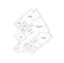  Floor Plan 2 Bedroom - 2 Bath | bd1 (with Home Office)