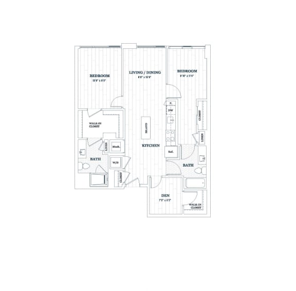 Floor Plan  2 Bedroom - 2 Bath | bd2 (Work From Home Ready)