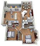 2B3 Floor Plan at The Landmark, New Braunfels, 78130