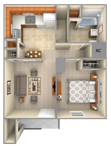 Floor Plan  1 BR 60