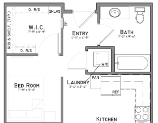 The Flats at Shadow Creek Floorplan - Pawnee - 1-Bedroom