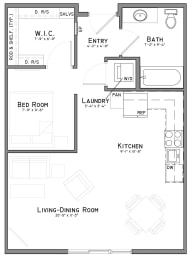 Floor Plan  The Flats at Shadow Creek Floorplan - Pawnee - 1-Bedroom