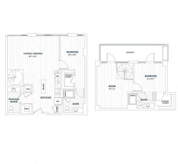 Floor Plan  2 Bedroom - 2 Bath | b17