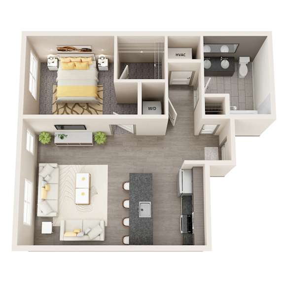 Floor Plan  UNIT 1C Floor Plan at Vicina - Modern Urban Flats, Troy, NY, 12180