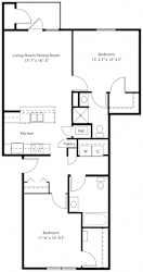 Two bedroom 2D floor plan at Eagle Ridge Apartment Homes,  Michigan 49685