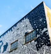 a mural on the side of a building