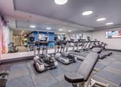 Thumbnail 2 of 8 - Lux Apartments Bellevue WA 24-hour fitness center amenity with ellipticals, treadmills, free weights, and strength training machines