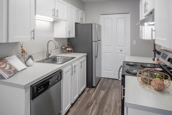 Kitchen with stainless appliances at Canyon Park, Beaverton, OR