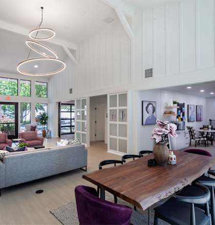 a view of the living room from the dining room