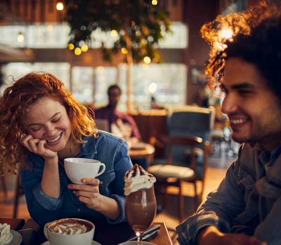 Group of friends having Coffee at Atomic Orchard Experiment, Portland, OR, 97232