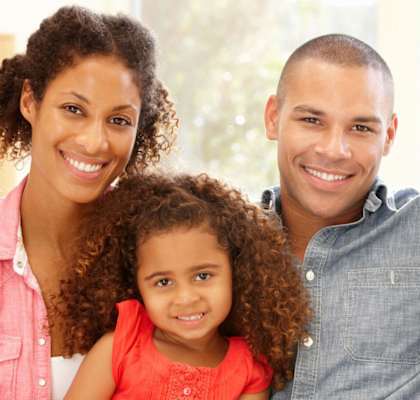 A family posing for a photo