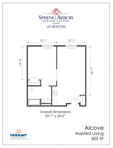 Floor Plan  605 Sq-Ft Alcove - AL_1 at Spring Arbor of Crofton, Maryland