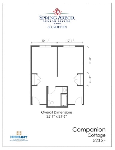 Floor Plan  523 Square-Foot Companion Cottage at Spring Arbor of Crofton, Maryland, 21114