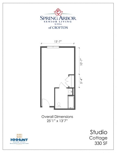 Floor Plan  330 Sq-Ft StudioCottage_1 at Spring Arbor of Crofton, Crofton