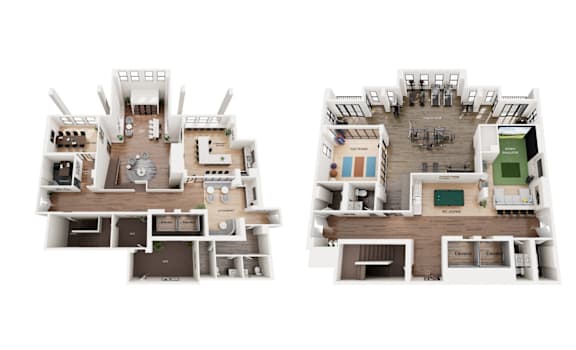 two views of a floor plan of a house
