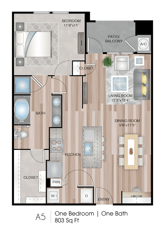 Floor Plan  1 Bedroom A5 Floor Plan at Lofts at Katy Ranch, Katy