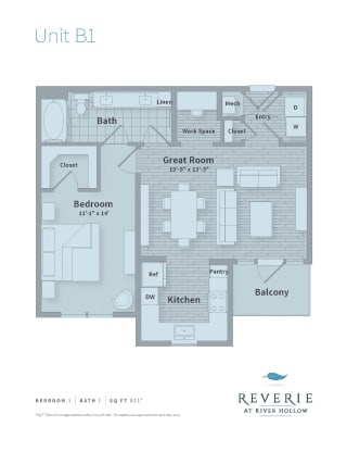 1 Bedroom apartment with work space