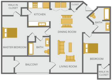 Two bedroom apartment at Northgate Apartments in Waukegan, IL