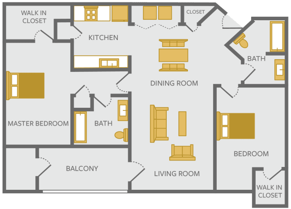 Two bedroom apartment at Northgate Apartments in Waukegan, IL