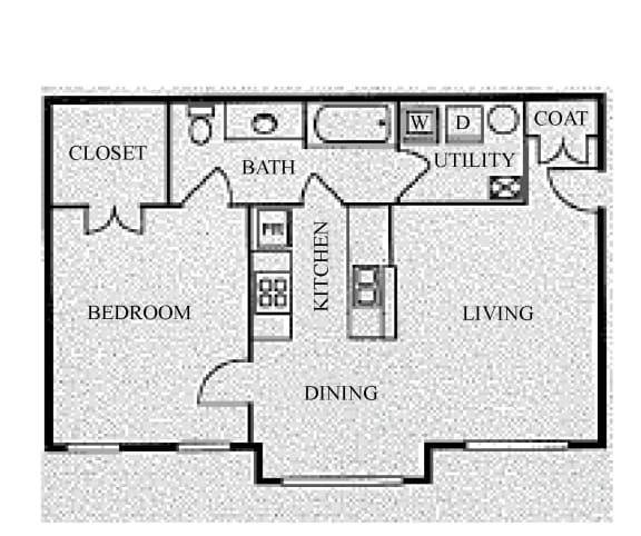 1 Bed 1 Bathroom Floorplan Phase 1 of Longfellow Heights