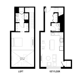 Loft Unit J Floor Plan One Bedroom at The George, Ann Arbor Michigan