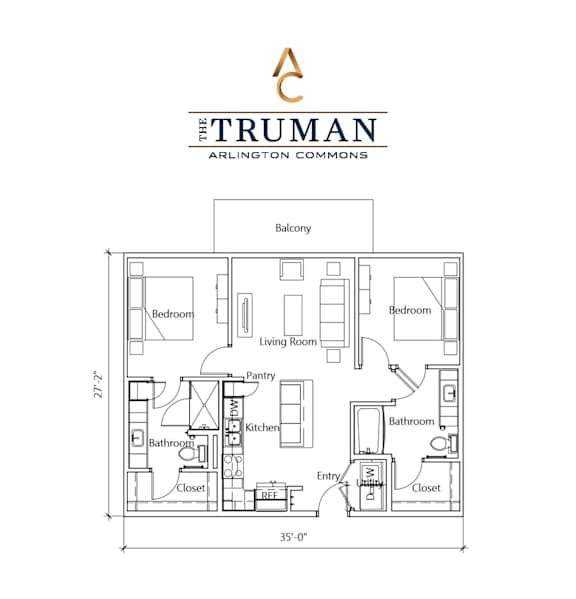 A floor plan for a home by The Truman Arlington Commons.
