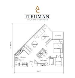 A floor plan for a home by The Truman Arlington Commons.