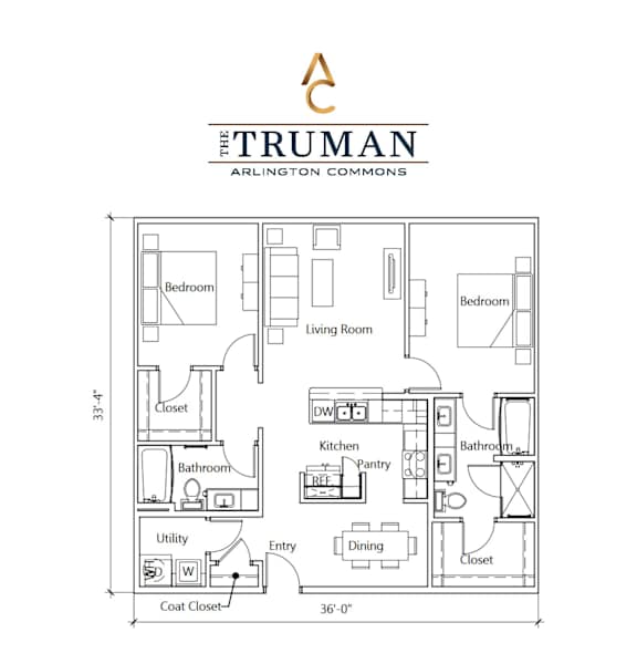 A floor plan for a home by The Truman Arlington Commons.