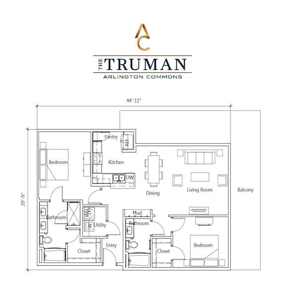 A floor plan for a home by The Truman Arlington Commons.