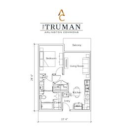 A drawing of a floor plan for a home by The Truman Arlington Commons.