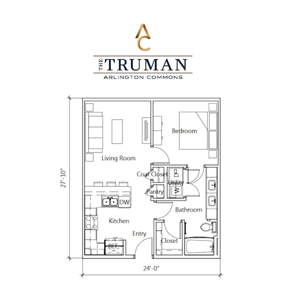 A floor plan for a home by The Truman Arlington Commons.