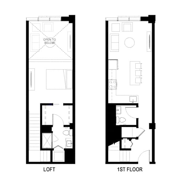 Lofts in Ann Arbor - Loft Unit D Floor Plan One Bedroom at The George, Michigan